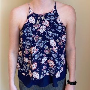 Pink Rose Floral Tank Top